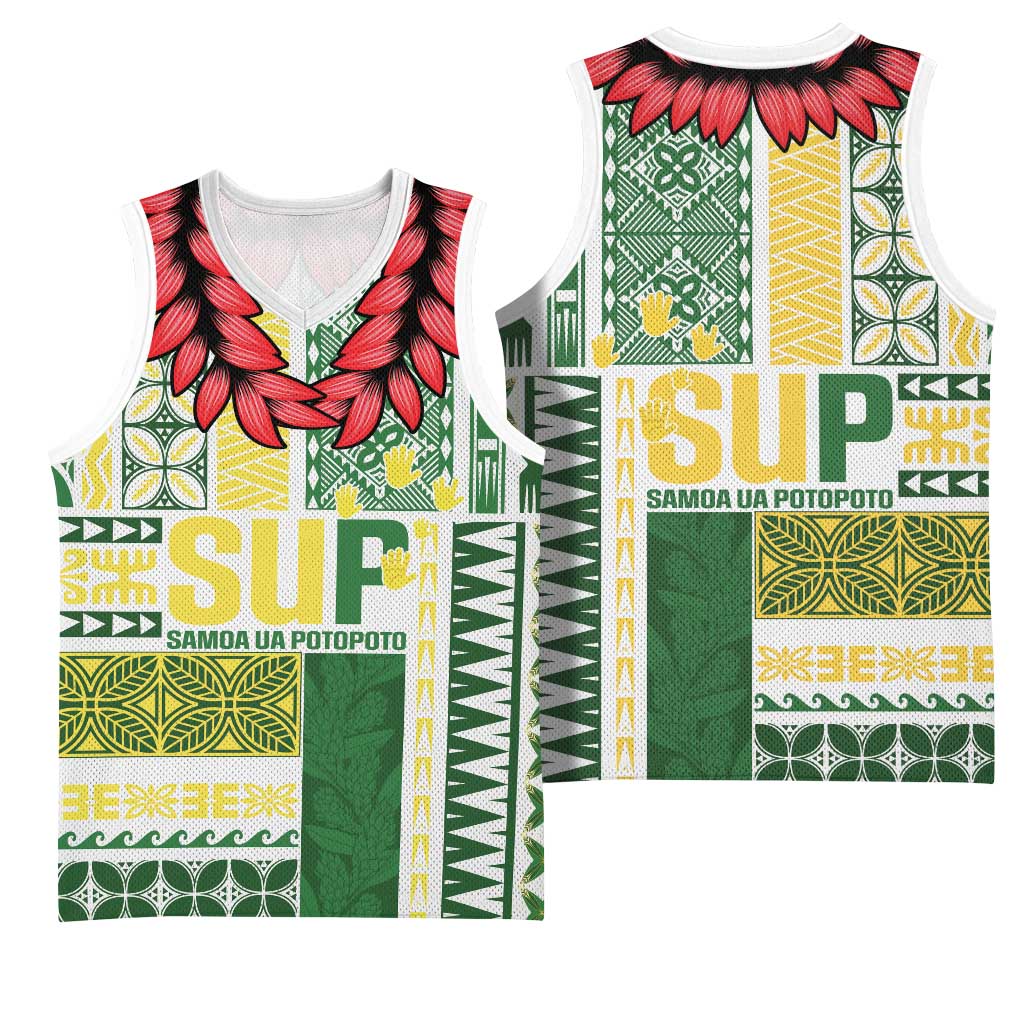 Samoa Uniting Party Basketball Jersey SUP Est 2025 Siapo Pattern - Polynesian Pride