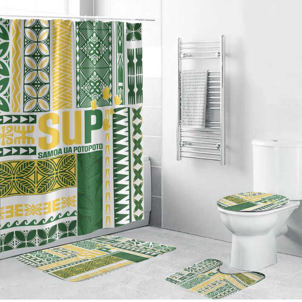 Samoa Uniting Party Bathroom Set SUP Est 2025 Siapo Pattern - Polynesian Pride