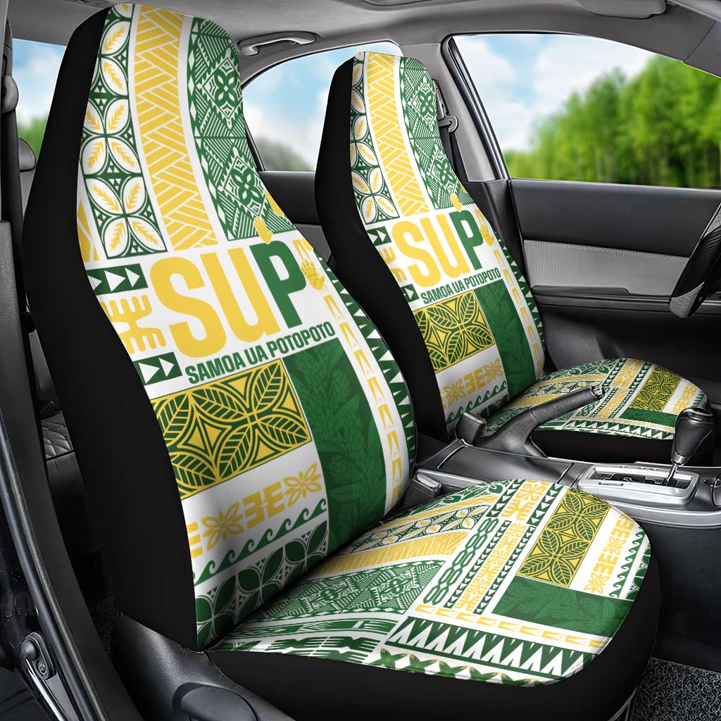 Samoa Uniting Party Car Seat Cover SUP Est 2025 Siapo Pattern - Polynesian Pride