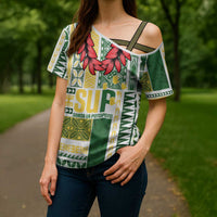 Samoa Uniting Party Cross Shoulder Shirt SUP Est 2025 Siapo Pattern - Polynesian Pride
