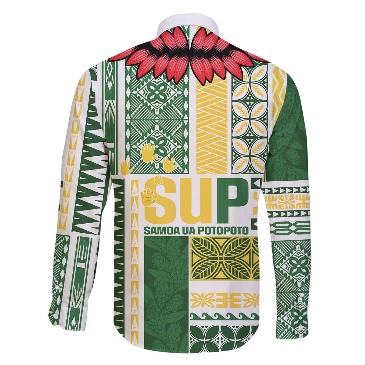 Samoa Uniting Party Family Matching Off The Shoulder Long Sleeve Dress and Hawaiian Shirt SUP Est 2025 Siapo Pattern - Polynesian Pride