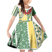 Samoa Uniting Party Family Matching Off Shoulder Short Dress and Hawaiian Shirt SUP Est 2025 Siapo Pattern - Polynesian Pride