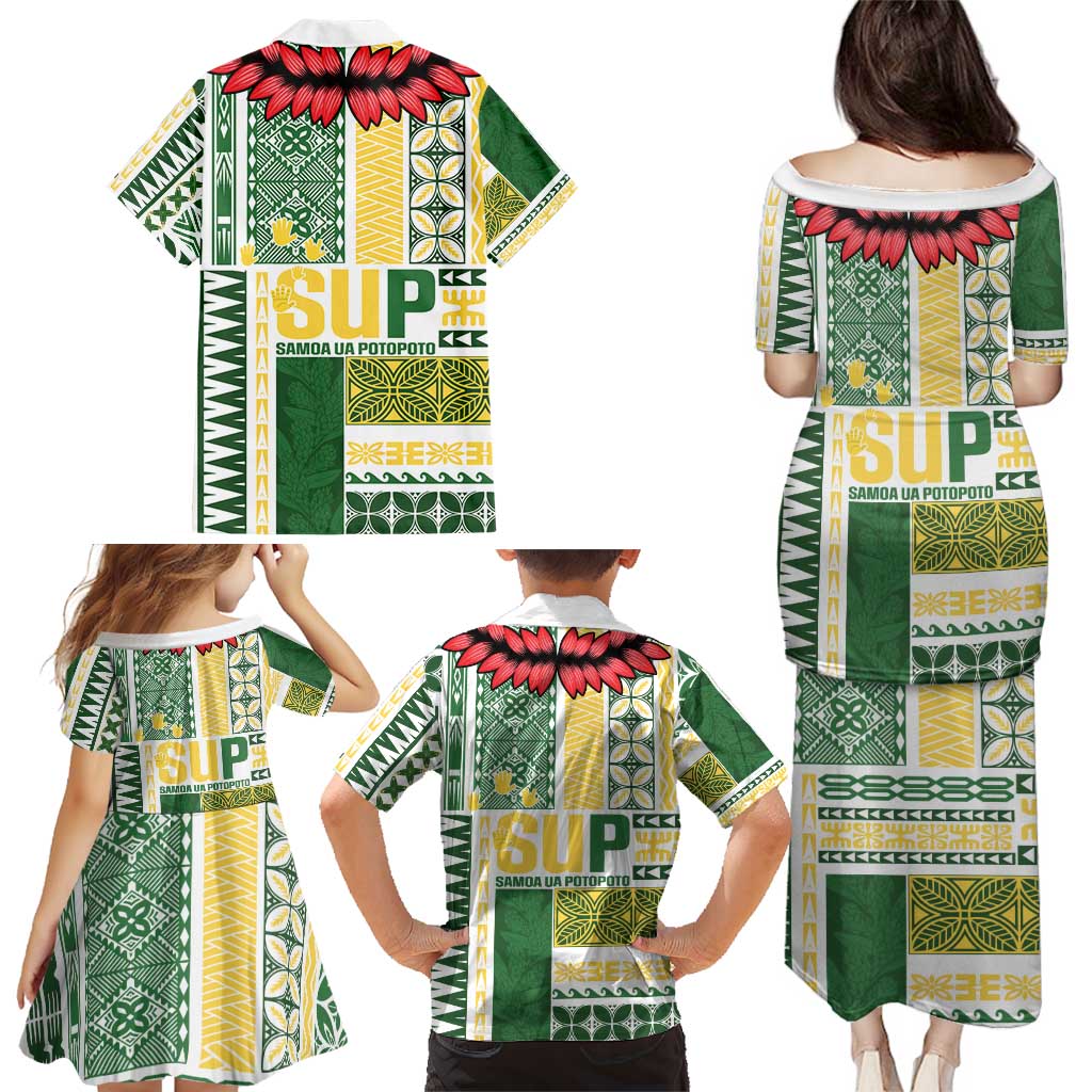 Samoa Uniting Party Family Matching Puletasi and Hawaiian Shirt SUP Est 2025 Siapo Pattern - Polynesian Pride
