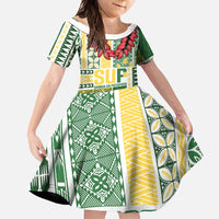 Samoa Uniting Party Family Matching Short Sleeve Bodycon Dress and Hawaiian Shirt SUP Est 2025 Siapo Pattern - Polynesian Pride