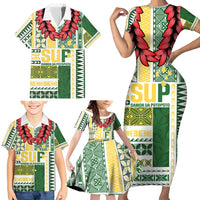 Samoa Uniting Party Family Matching Short Sleeve Bodycon Dress and Hawaiian Shirt SUP Est 2025 Siapo Pattern - Polynesian Pride
