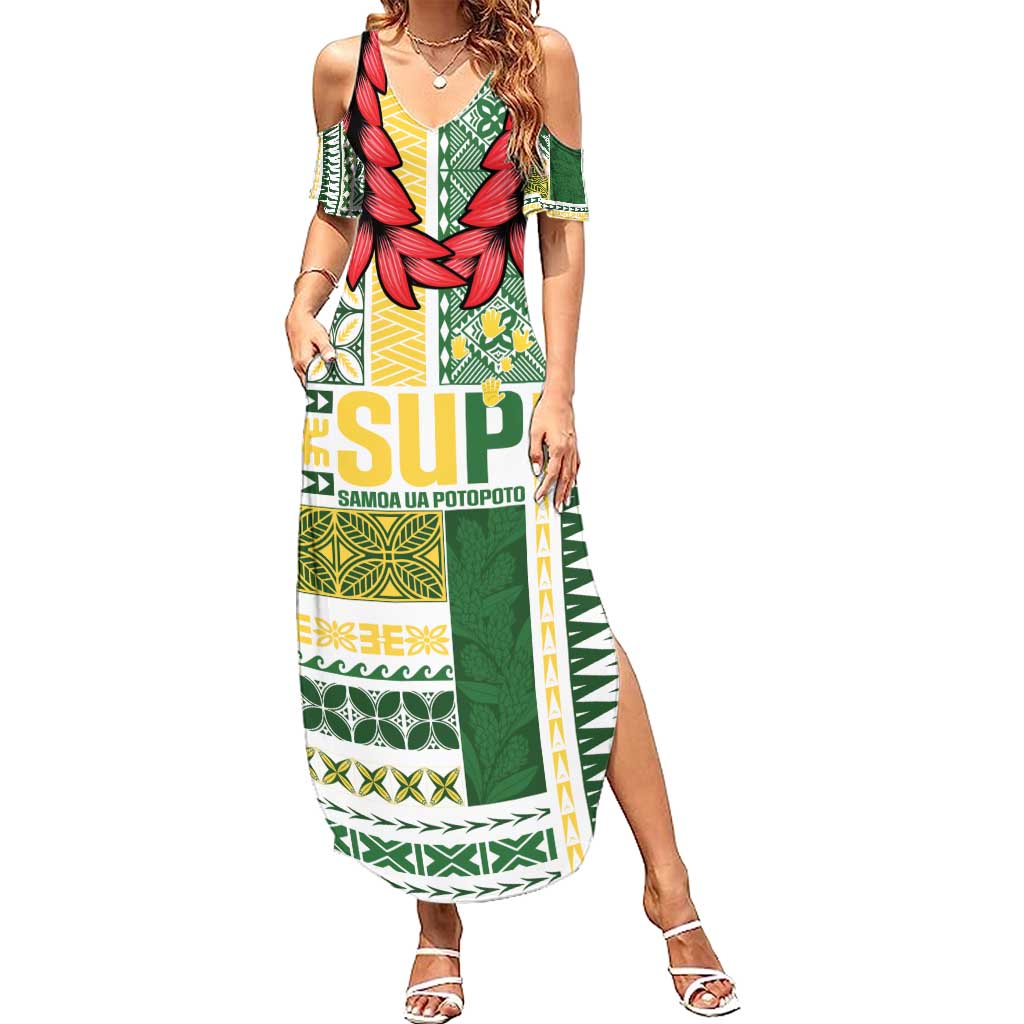 Samoa Uniting Party Family Matching Summer Maxi Dress and Hawaiian Shirt SUP Est 2025 Siapo Pattern - Polynesian Pride