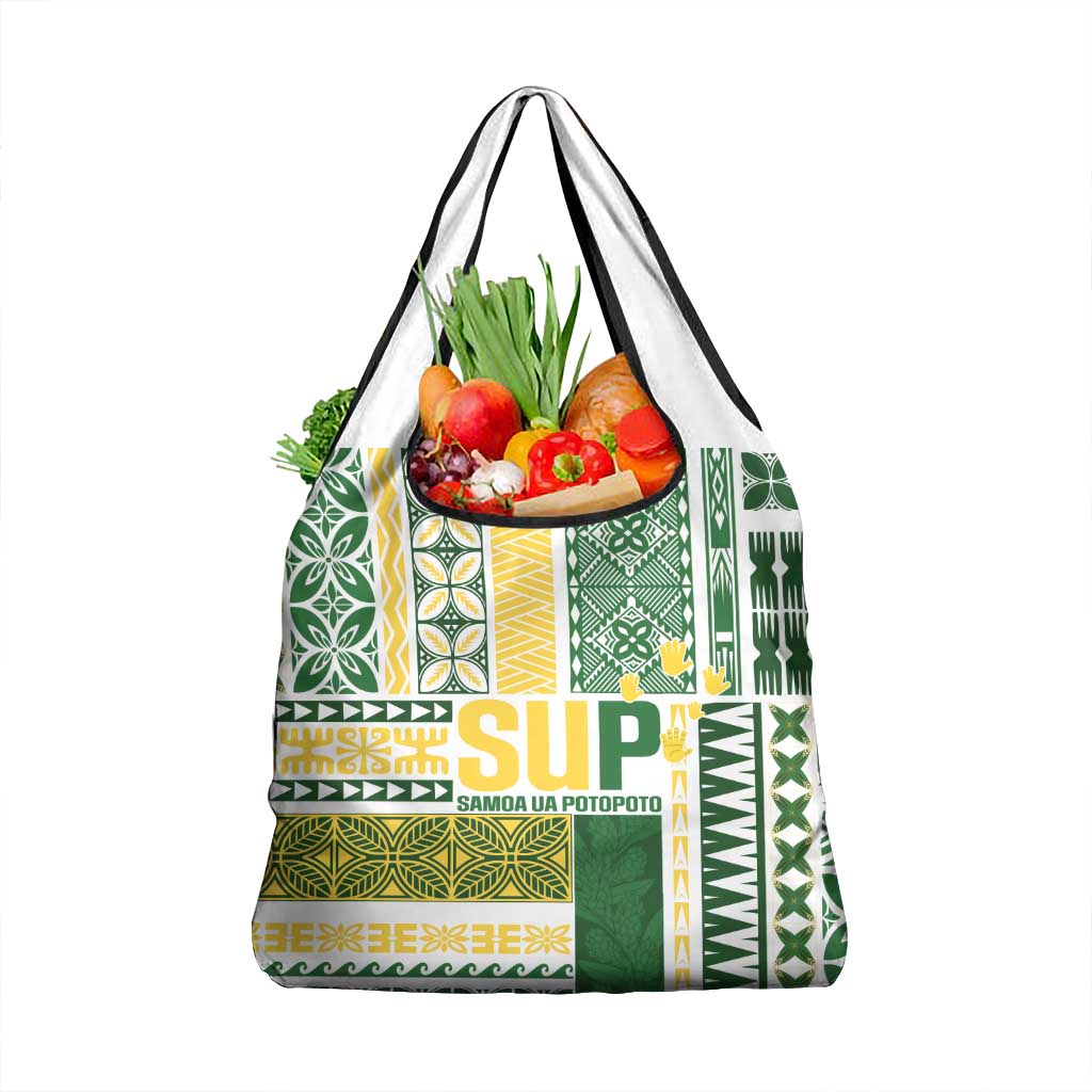 Samoa Uniting Party Grocery Bag SUP Est 2025 Siapo Pattern - Polynesian Pride
