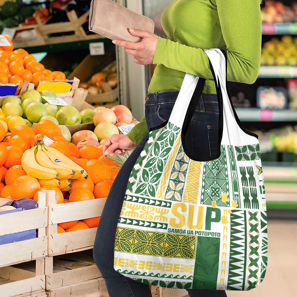 Samoa Uniting Party Grocery Bag SUP Est 2025 Siapo Pattern - Polynesian Pride