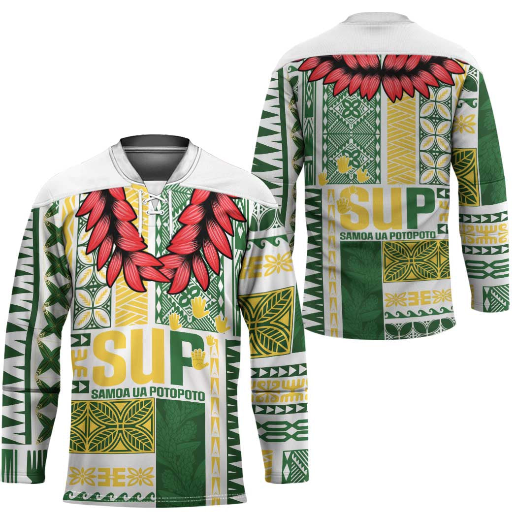 Samoa Uniting Party Hockey Jersey SUP Est 2025 Siapo Pattern - Polynesian Pride