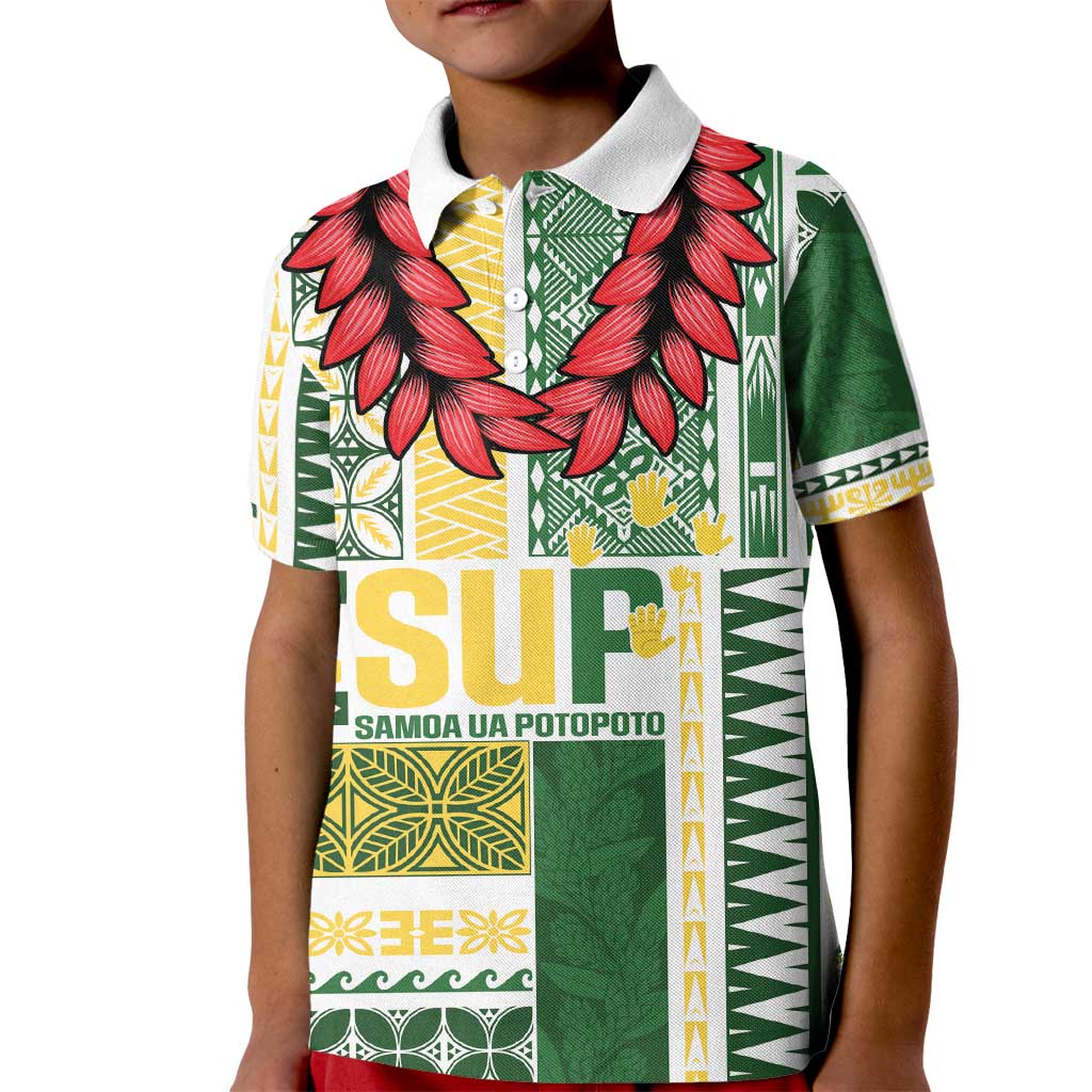 Samoa Uniting Party Kid Polo Shirt SUP Est 2025 Siapo Pattern - Polynesian Pride