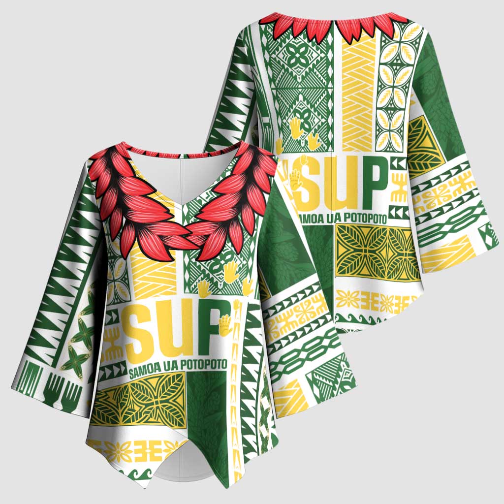 Samoa Uniting Party Kimono Sleeve Blouse SUP Est 2025 Siapo Pattern - Polynesian Pride