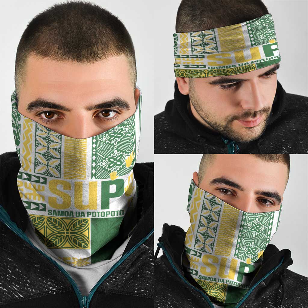 Samoa Uniting Party Neck Gaiter SUP Est 2025 Siapo Pattern - Polynesian Pride
