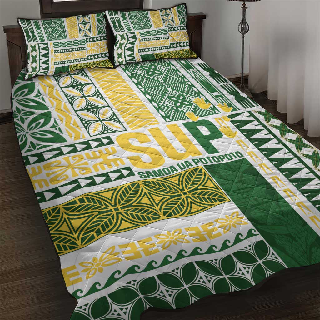 Samoa Uniting Party Quilt Bed Set SUP Est 2025 Siapo Pattern - Polynesian Pride