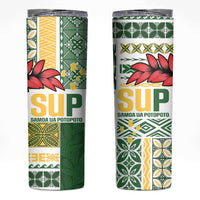 Samoa Uniting Party Skinny Tumbler SUP Est 2025 Siapo Pattern - Polynesian Pride