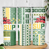 Samoa Uniting Party Skinny Tumbler SUP Est 2025 Siapo Pattern - Polynesian Pride