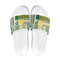 Samoa Uniting Party Slide Sandals SUP Est 2025 Siapo Pattern - Polynesian Pride