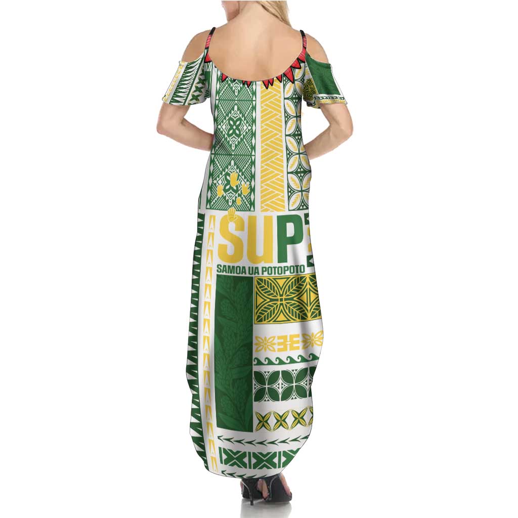 Samoa Uniting Party Summer Maxi Dress SUP Est 2025 Siapo Pattern - Polynesian Pride