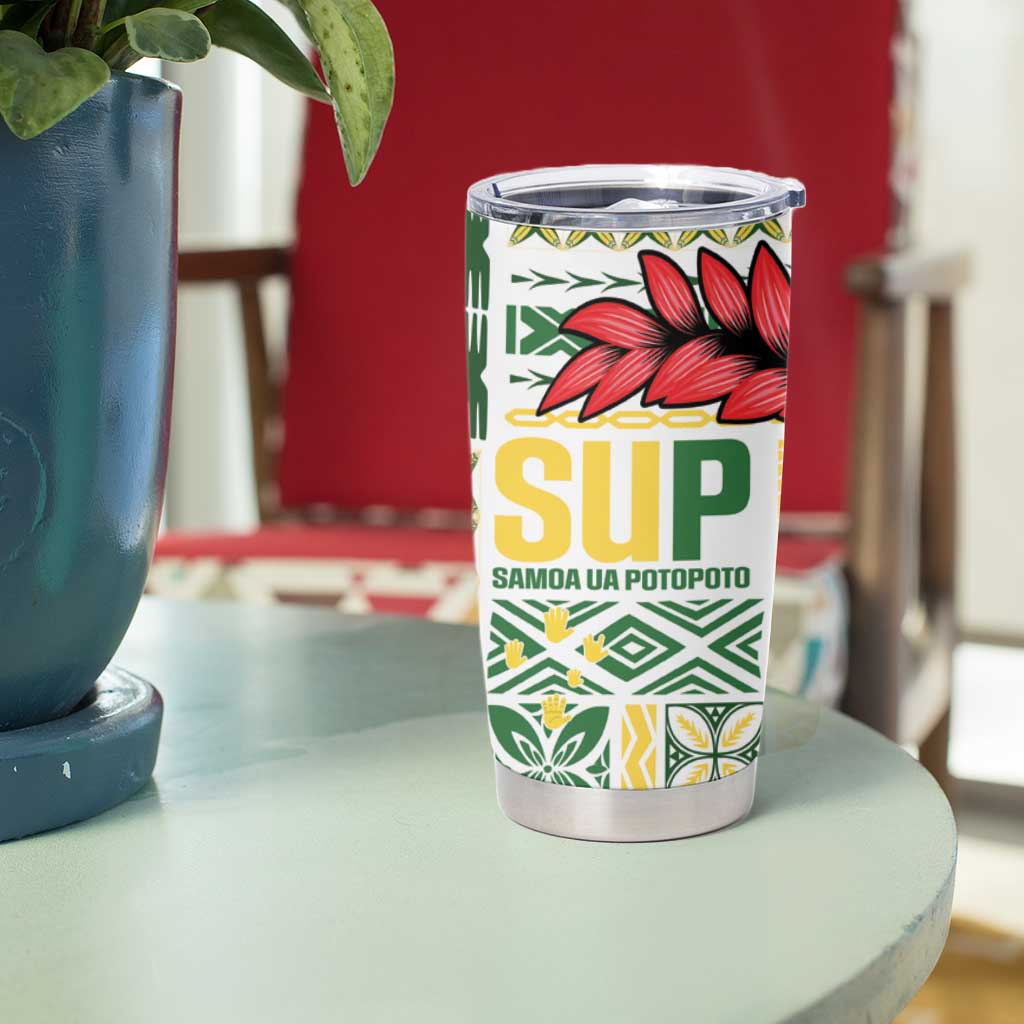Samoa Uniting Party Tumbler Cup SUP Est 2025 Siapo Pattern - Polynesian Pride