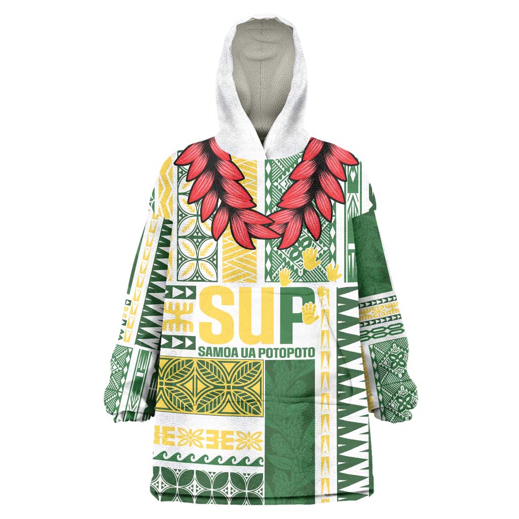 Samoa Uniting Party Wearable Blanket Hoodie SUP Est 2025 Siapo Pattern - Polynesian Pride