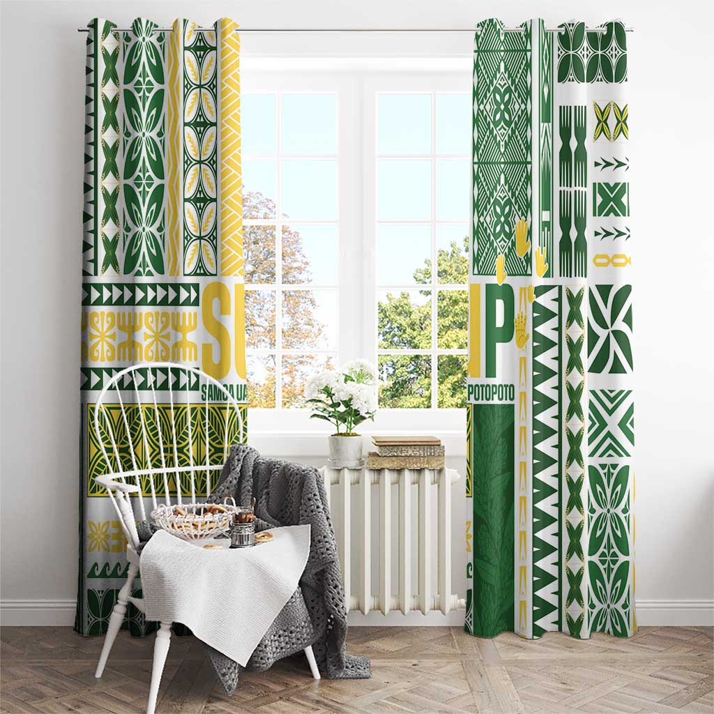 Samoa Uniting Party Window Curtain SUP Est 2025 Siapo Pattern - Polynesian Pride