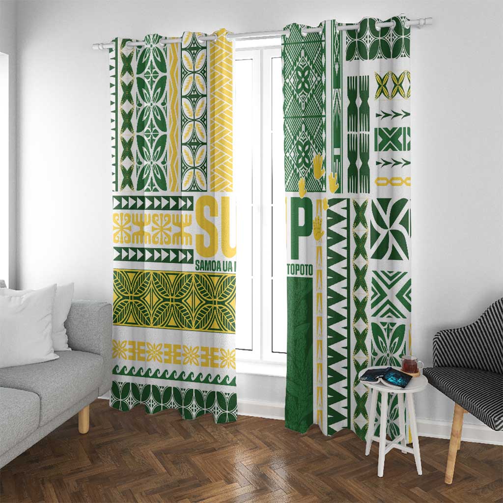 Samoa Uniting Party Window Curtain SUP Est 2025 Siapo Pattern - Polynesian Pride