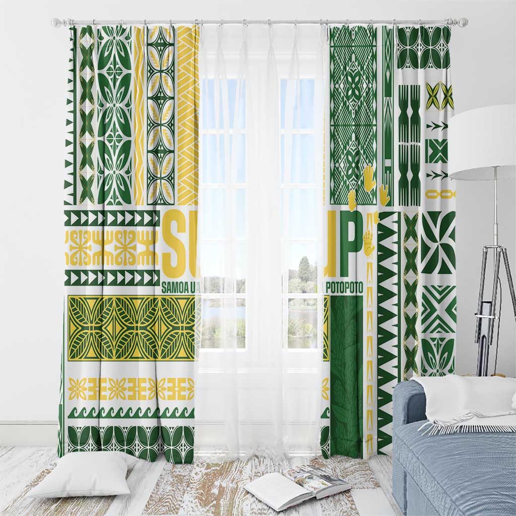 Samoa Uniting Party Window Curtain SUP Est 2025 Siapo Pattern - Polynesian Pride