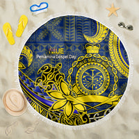 Niue Peniamina Gospel Day Beach Blanket Unique Niean Hiapo LT14 One Size 150cm Blue - Wonder Print Shop