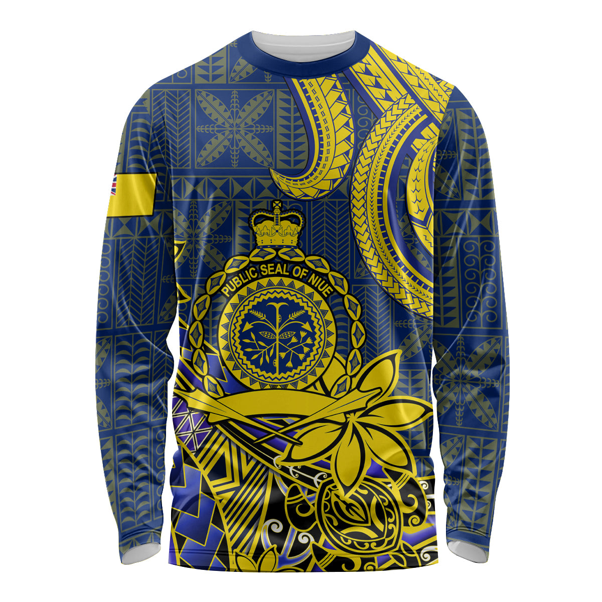 Niue Peniamina Gospel Day Long Sleeve Shirt Unique Niean Hiapo LT14 Unisex Blue - Polynesian Pride