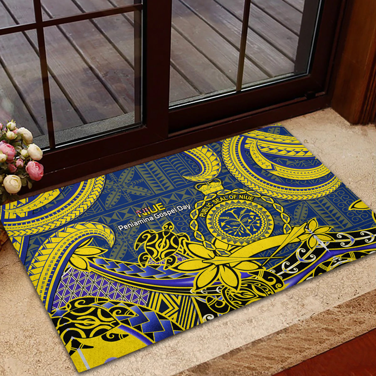 Niue Peniamina Gospel Day Rubber Doormat Unique Niean Hiapo LT14 - Polynesian Pride