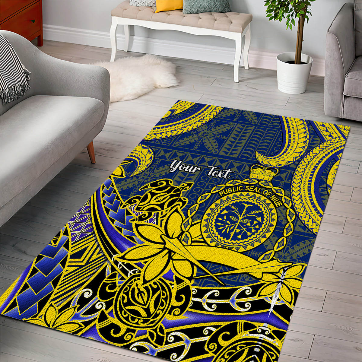 Personalised Niue Peniamina Gospel Day Area Rug Unique Niean Hiapo LT14 - Polynesian Pride