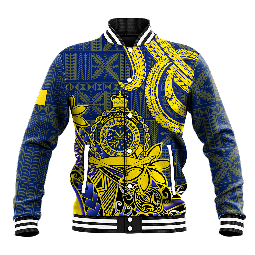 Personalised Niue Peniamina Gospel Day Baseball Jacket Unique Niean Hiapo LT14 Unisex Blue - Polynesian Pride