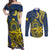 Personalised Niue Peniamina Gospel Day Couples Matching Off Shoulder Maxi Dress and Long Sleeve Button Shirts Unique Niean Hiapo LT14 Blue - Polynesian Pride