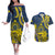 Personalised Niue Peniamina Gospel Day Couples Matching Off The Shoulder Long Sleeve Dress and Hawaiian Shirt Unique Niean Hiapo LT14 Blue - Polynesian Pride