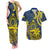 Personalised Niue Peniamina Gospel Day Couples Matching Tank Maxi Dress and Hawaiian Shirt Unique Niean Hiapo LT14 Blue - Polynesian Pride