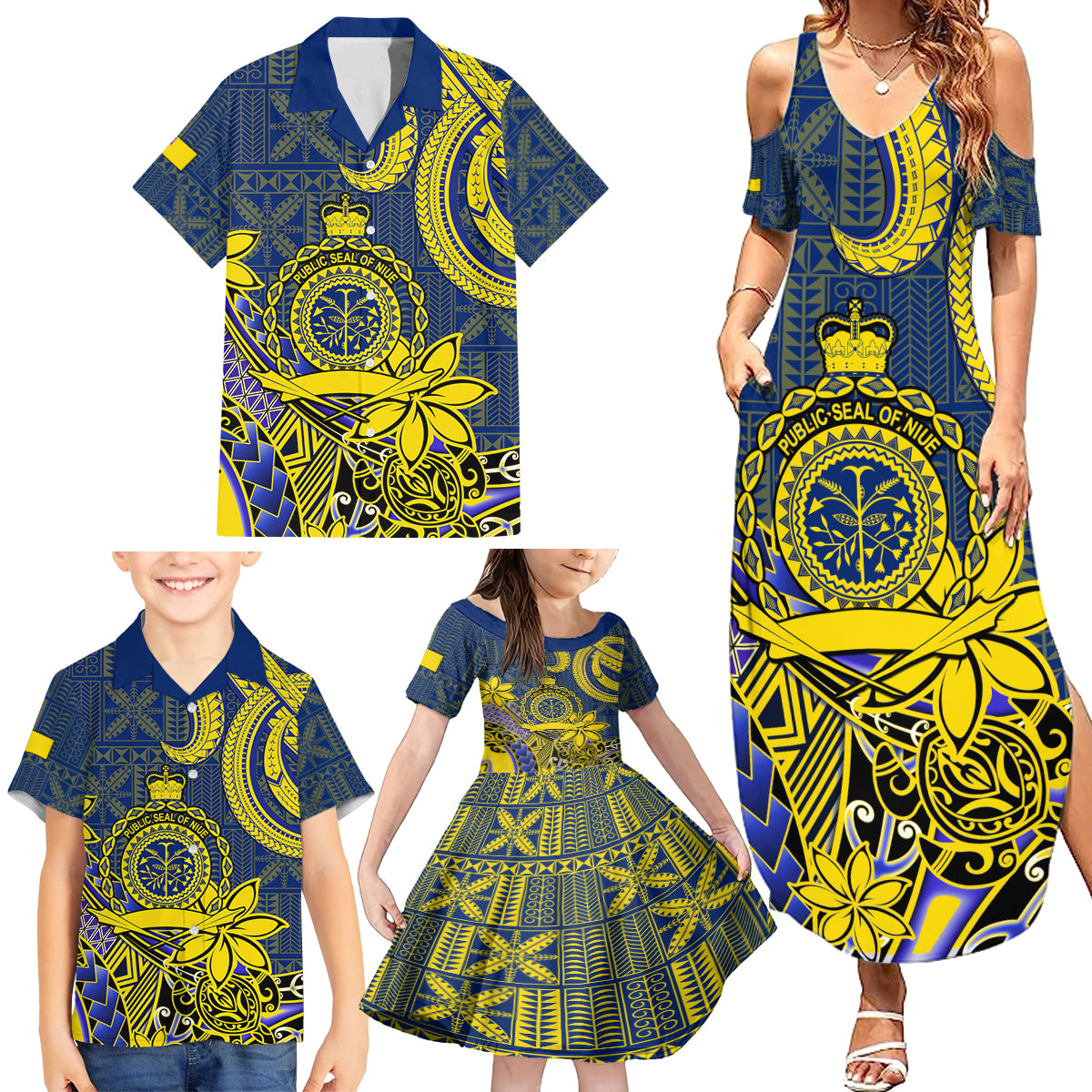 Personalised Niue Peniamina Gospel Day Family Matching Summer Maxi Dress and Hawaiian Shirt Unique Niean Hiapo LT14 - Polynesian Pride