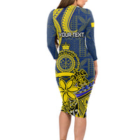 Personalised Niue Peniamina Gospel Day Long Sleeve Bodycon Dress Unique Niean Hiapo LT14 - Polynesian Pride