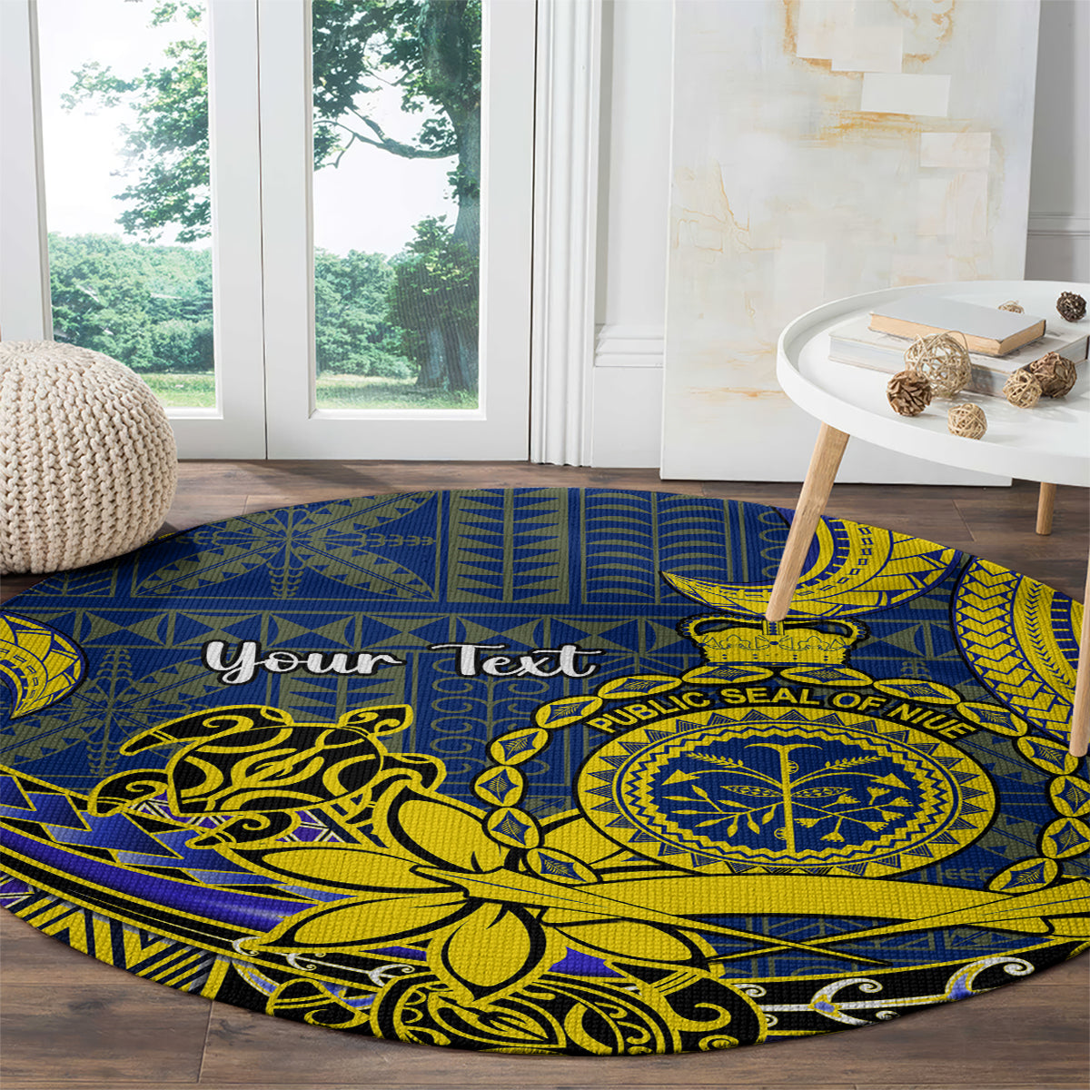 Personalised Niue Peniamina Gospel Day Round Carpet Unique Niean Hiapo LT14 - Polynesian Pride