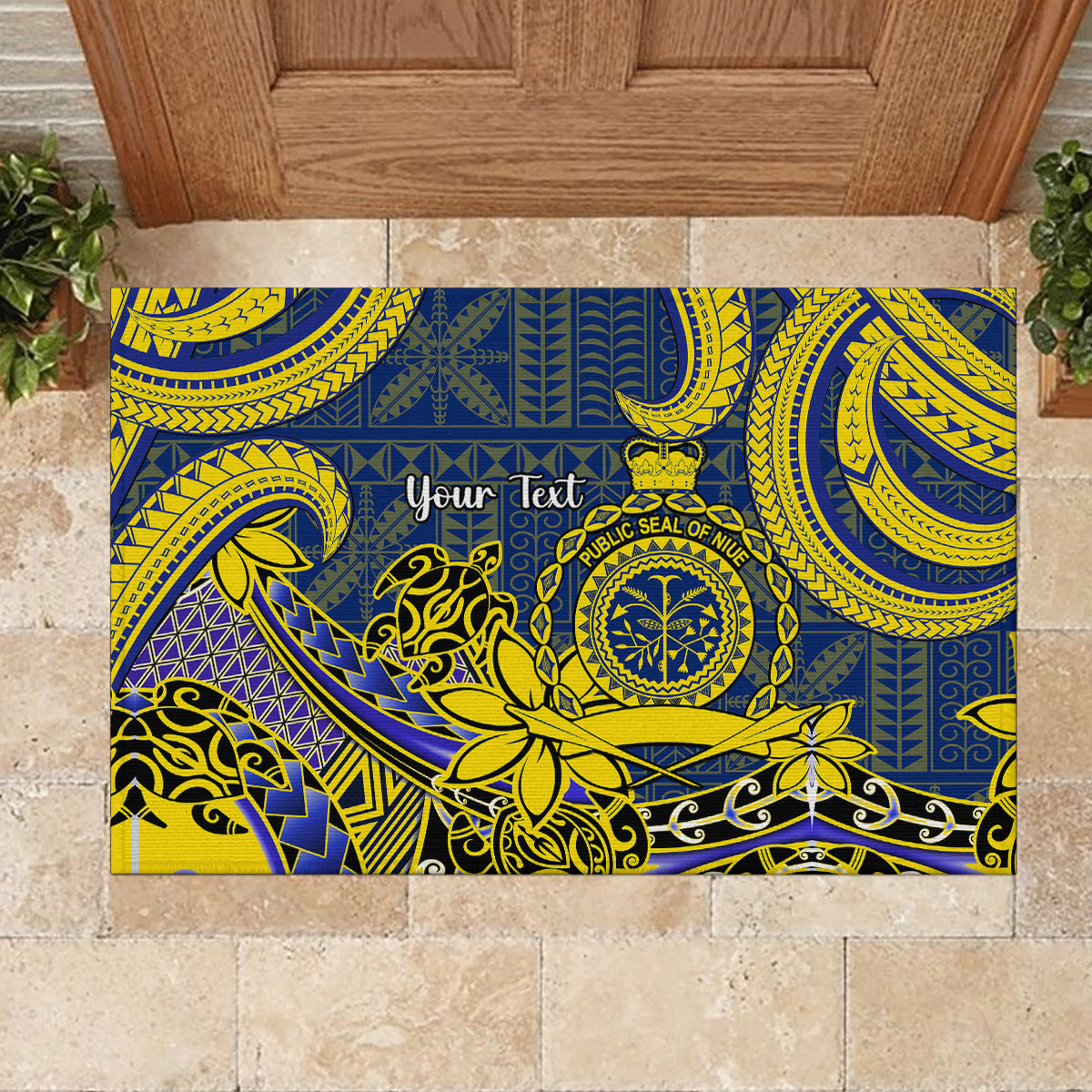 Personalised Niue Peniamina Gospel Day Rubber Doormat Unique Niean Hiapo LT14 - Polynesian Pride