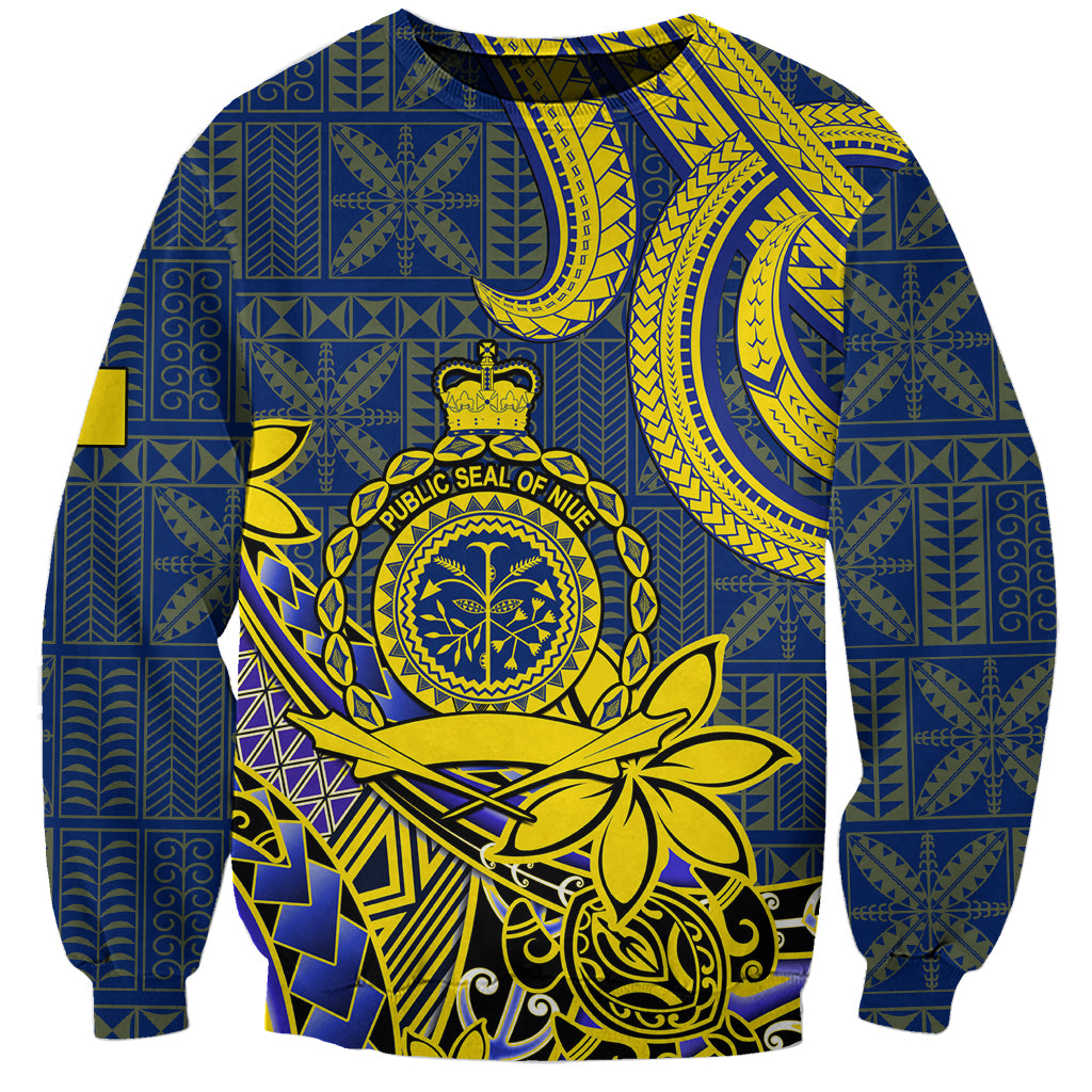 Personalised Niue Peniamina Gospel Day Sweatshirt Unique Niean Hiapo LT14 Unisex Blue - Polynesian Pride