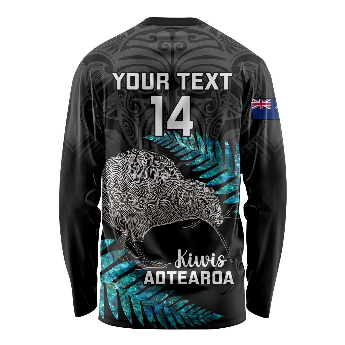 Custom New Zealand Silver Fern Rugby Long Sleeve Shirt Pacific 2023 Kia Haka Kiwis With Maori Ta Moko LT14 - Polynesian Pride