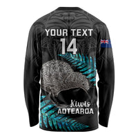 Custom New Zealand Silver Fern Rugby Long Sleeve Shirt Pacific 2023 Kia Haka Kiwis With Maori Ta Moko LT14 - Polynesian Pride