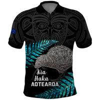 Custom New Zealand Silver Fern Rugby Polo Shirt Pacific 2023 Kia Haka Kiwis With Maori Ta Moko LT14 Black - Polynesian Pride