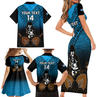 Custom Fiji Tapa Rugby Family Matching Short Sleeve Bodycon Dress and Hawaiian Shirt Pacific 2023 Go Fijian Bati LT14 - Polynesian Pride