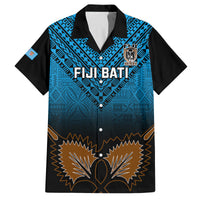 Custom Fiji Tapa Rugby Family Matching Summer Maxi Dress and Hawaiian Shirt Pacific 2023 Go Fijian Bati LT14 Dad's Shirt - Short Sleeve Blue - Polynesian Pride