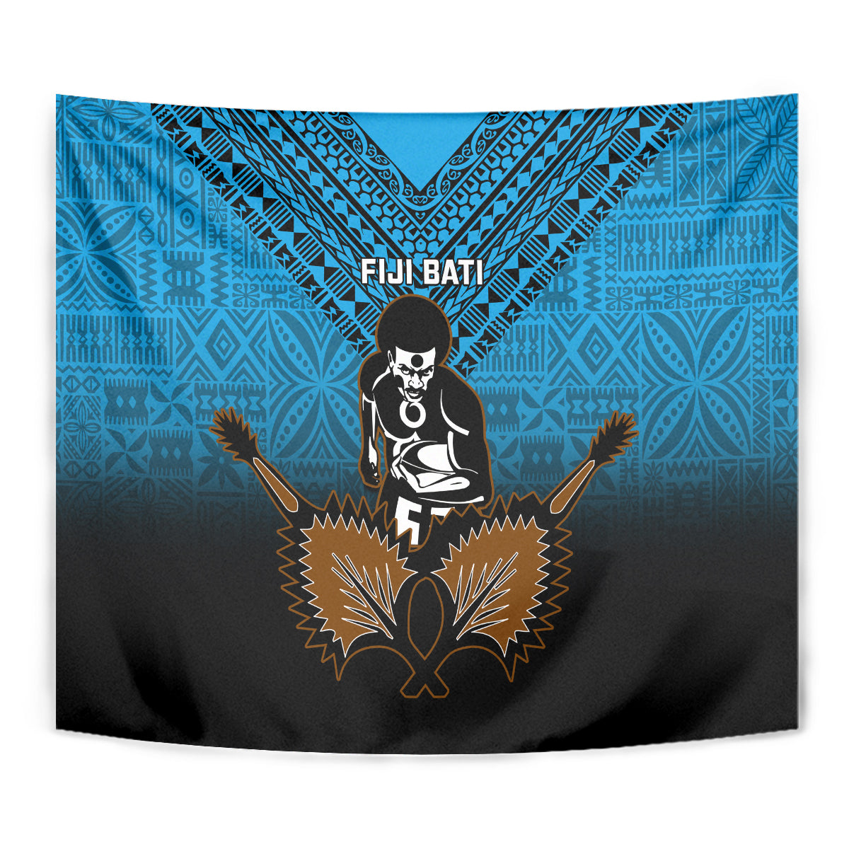 Fiji Tapa Rugby Tapestry Pacific 2023 Go Fijian Bati LT14 - Polynesian Pride