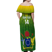 Custom Cook Islands Rugby Family Matching Off Shoulder Maxi Dress and Hawaiian Shirt Pacific 2023 Go The Kukis LT14 - Polynesian Pride