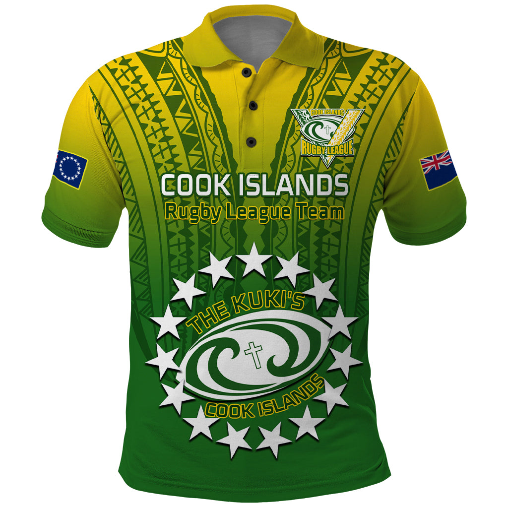 Custom Cook Islands Rugby Polo Shirt Pacific 2023 Go The Kukis LT14 Green - Polynesian Pride