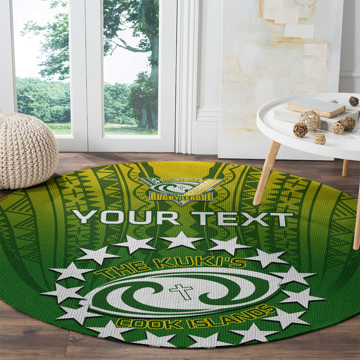 Custom Cook Islands Rugby Round Carpet Pacific 2023 Go The Kukis LT14 - Polynesian Pride