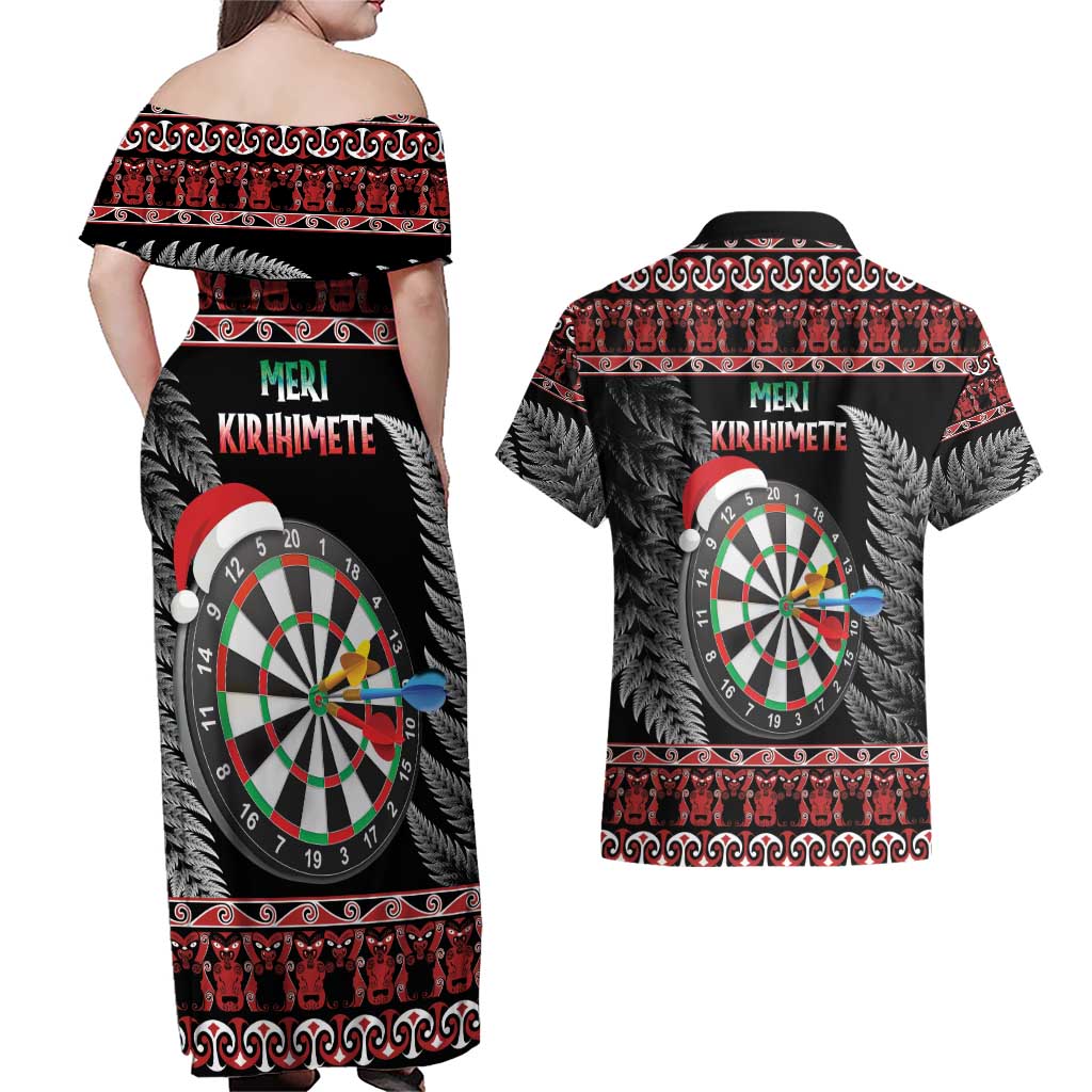All I Want For Christmas Is Darts New Zealand Couples Matching Off Shoulder Maxi Dress and Hawaiian Shirt