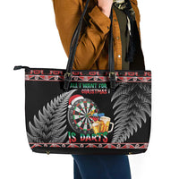 All I Want For Christmas Is Darts New Zealand Leather Tote Bag